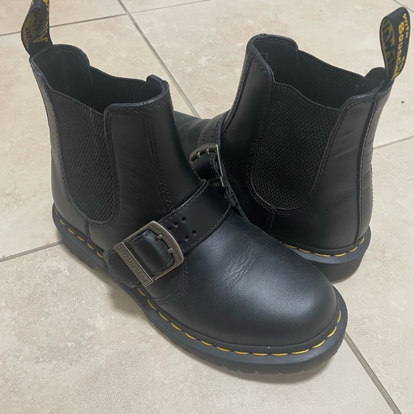 Dr. Martens Black Boots with Yellow Stitching - Picture 2 of 3